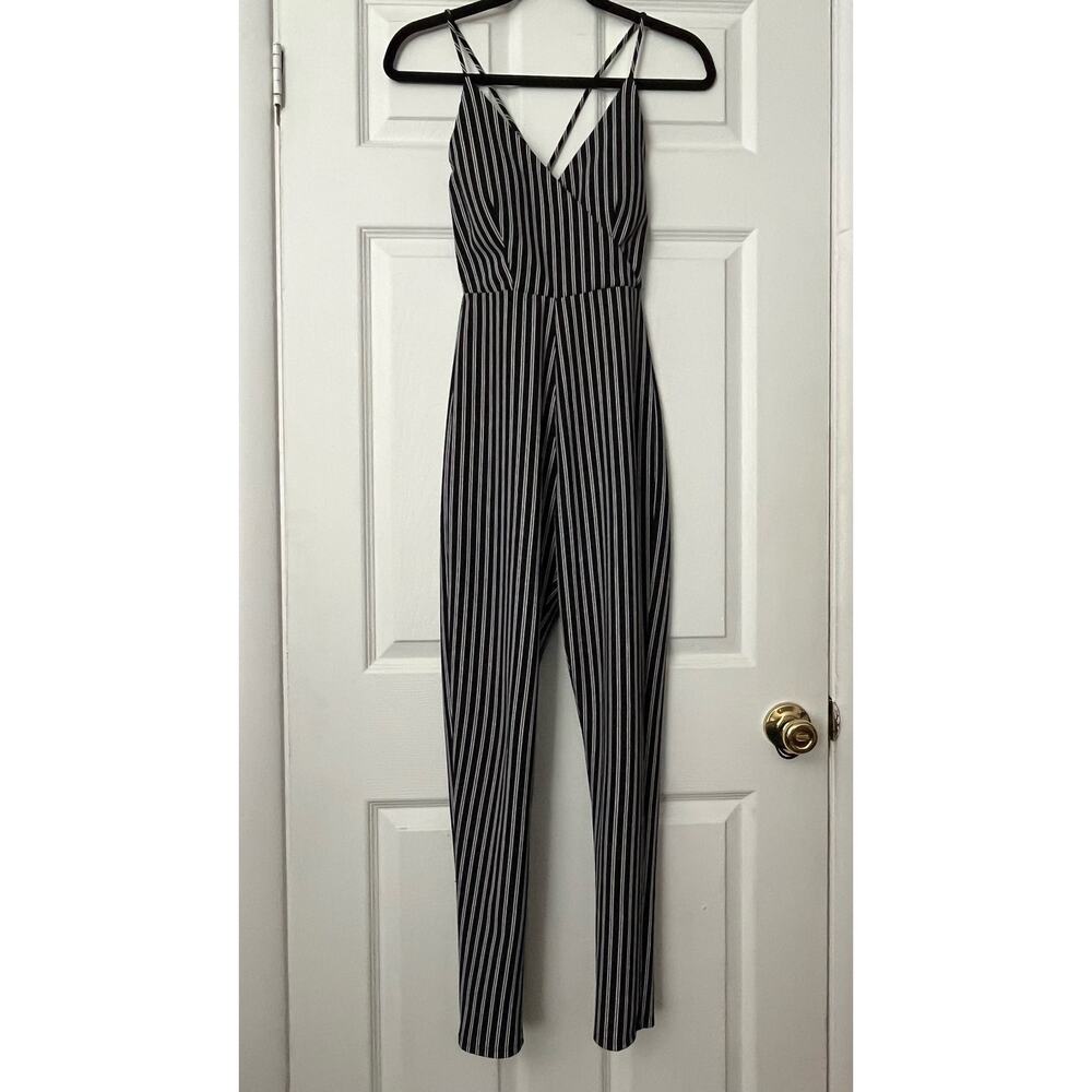Trac Pinstripe Slim Leg Jumpsuit - Size S